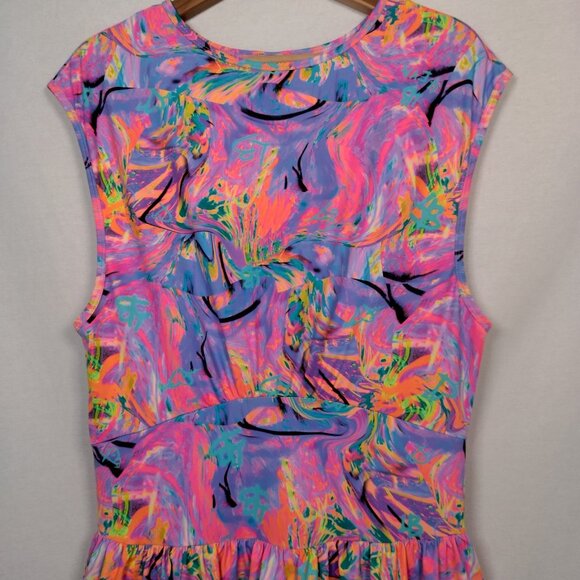 Lisa Blue Call Of The Whale Dress AUS UK 14 US 10 Beach Ruffle Psychedelic Swirl - Picture 4 of 16